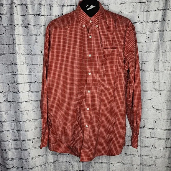 LL Bean Traditional Fit Long Sleeve Button Down Red  Check Mens Large - Picture 3 of 11